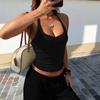 2026 Damen Rippstrick Tanktop Sommer Neckholder Enganliegend Einfarbig V-Ausschnitt Tanktop