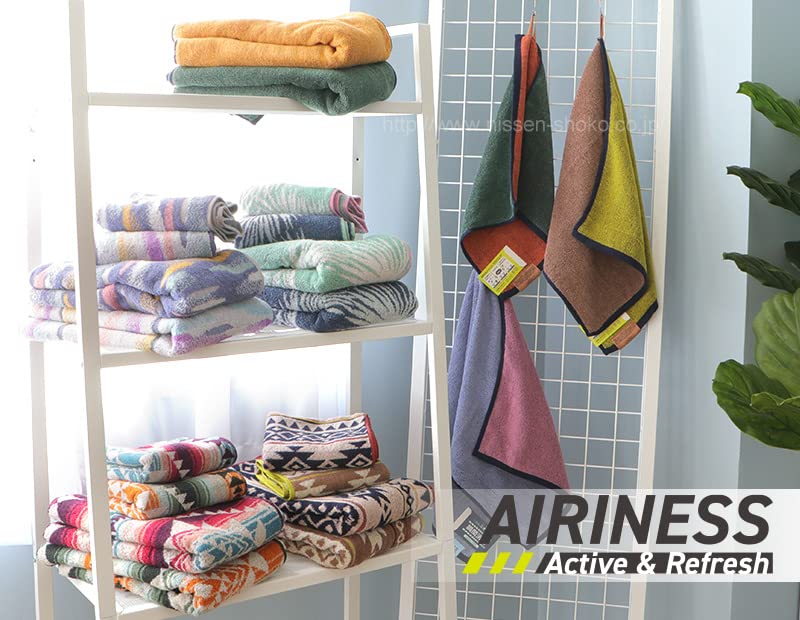 Nissen Shoko AIRINESS Instant Deodorizing Bath Scroll Towel, Pattern, Red, AR-18007_R