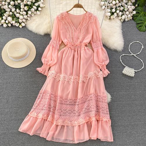 Новое повседневное весенне-летнее однотонное тонкое полное женское платье трапециевидной — фото 24