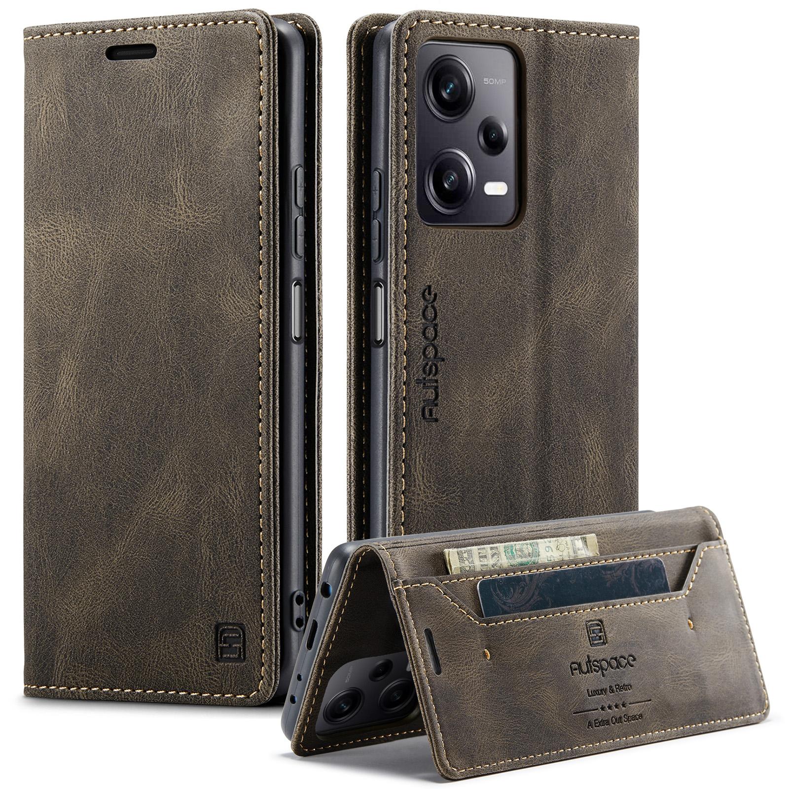 

Для Xiaomi Poco X5 Pro 5G/Xiaomi Redmi Note 12 Pro 5G Чохол-гаманець AUTSPACE A01 Шкіряна обкладинка-підставка з відділенням для карток з RFID-блокуванням D