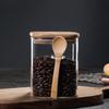 Square Glass Food Storage Jar with Wooden Spoon