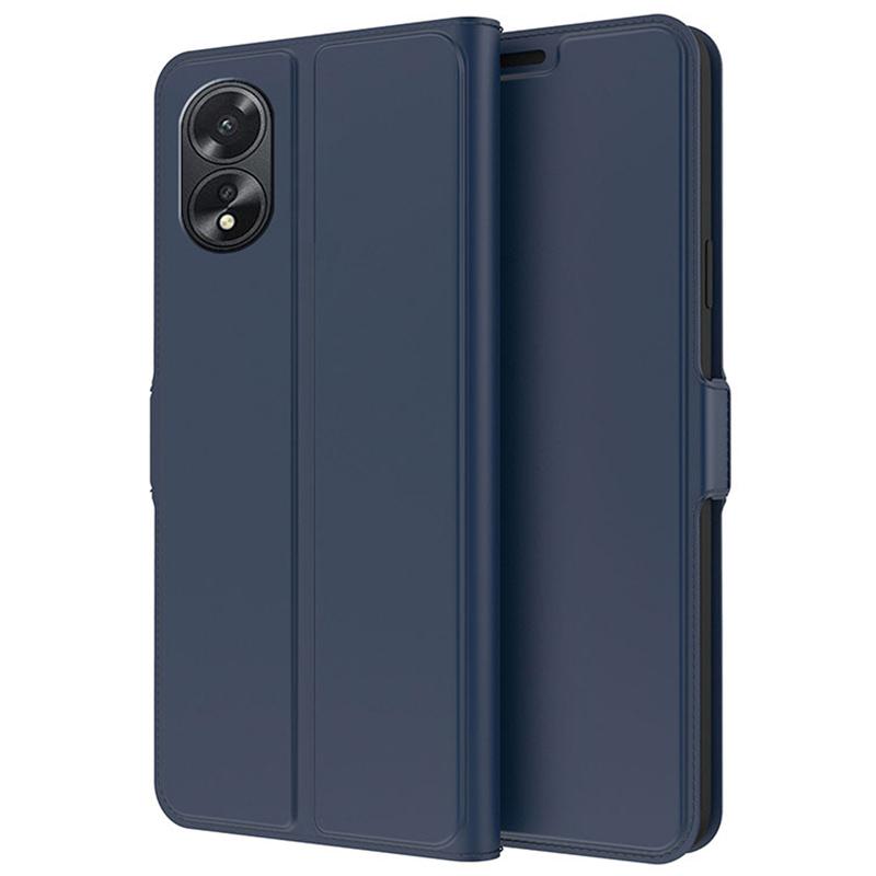 

For Oppo A38 4G Phone Case Card Slot Flip Folio PU Leather Cover Blue