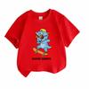 Kids Boys Girls 100% Cotton Crew Neck Short Sleeve T-Shirt, Cool Cartoon Skater Triceratops Dinosaur Skateboard Printed Casual Tees for Toddler Childr