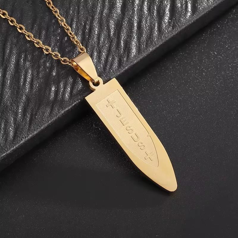 Men Cross Bullet Shaped Stainless Steel Necklace Personality