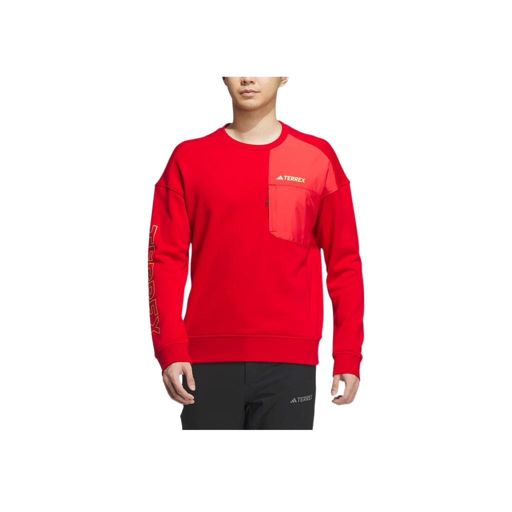 Adidas Logo Print Crewneck Sweatshirt Men Tops Red IP9948