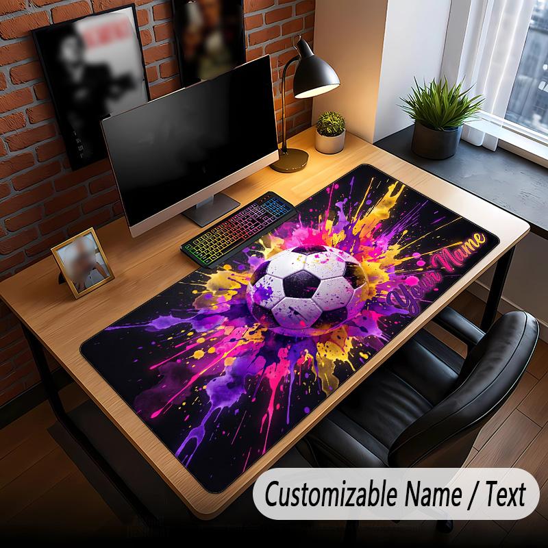 Mouse Pad Personalizado com Tema de Futebol Personalizado com Nome Texto Tapete de Mesa Personalizado Para Escritório Decoração de Casa