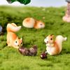 Cute Squirrel Pinecone House Maple Leaf Micro Landscape Garden Decoration Resin Craft Ornaments Livingroom Desk Decoration