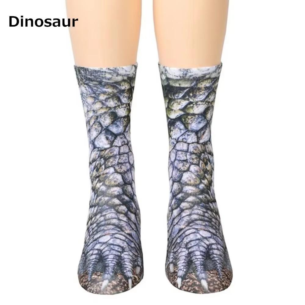 Unisex Adult Cat Dog Dinosaur Tiger Paw Socks Thicken Thermal Calf Socks Fashion Novelty Stocking