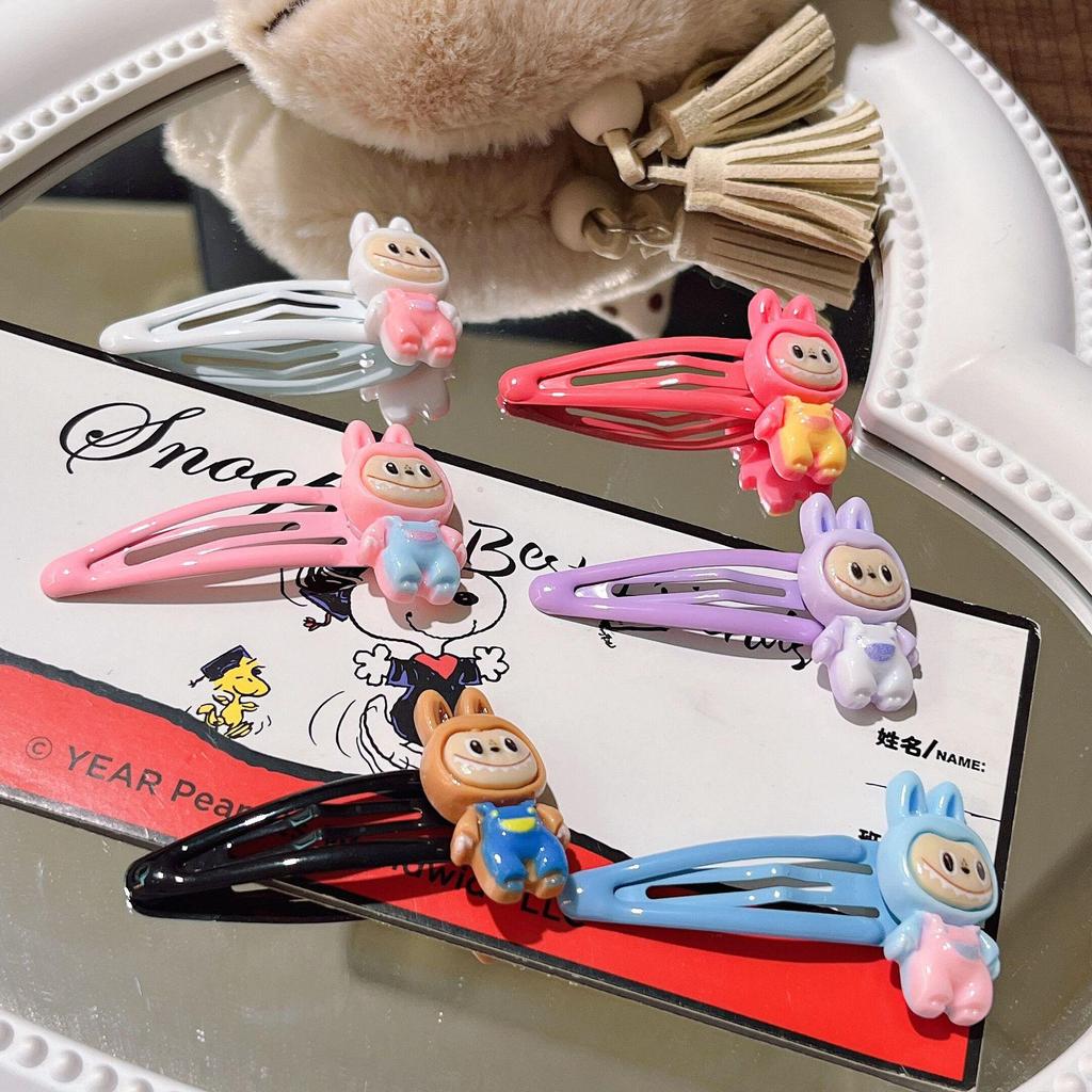 Labubu Candy Color BB Clip: Sweet Cartoon Side Bangs Hair Clip for Girls - Gentle On Hair.