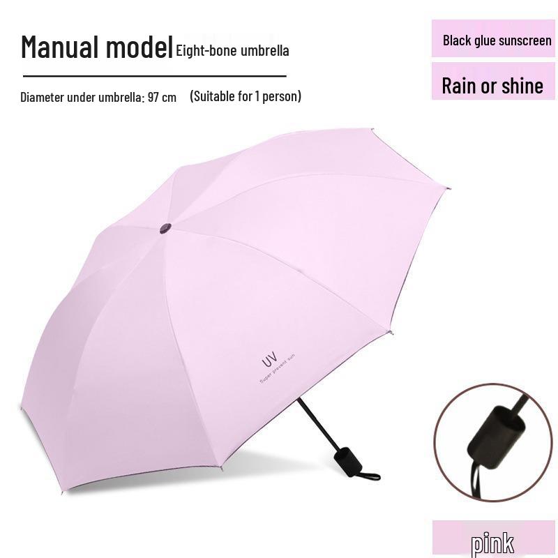 Customizable Three-Fold Umbrella with UV Protection: Black Glue Sunshade for Rain or Shine