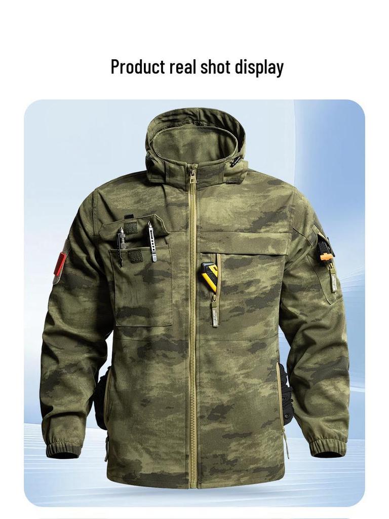 Unisex Wear-Resistant Camouflage Workwear Set for Spring & Autumn - Breathable, Thickened, Outdoor Tactical & Mountaineering Clothing.