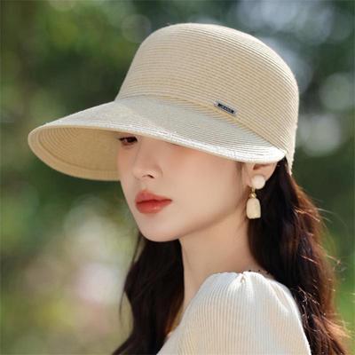 Women's Japanese Style Wide Brim Straw Hat - Summer Sun Protection for Outdoor Travel & Riding