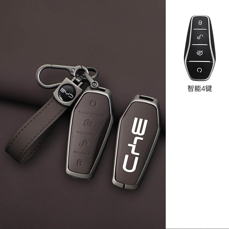 

Funda llave coche 4 botones para BYD Atto 3 Han EV Dolphin Pro Tang Dm QIn PLUS MAX Yuan funda cuero aleación