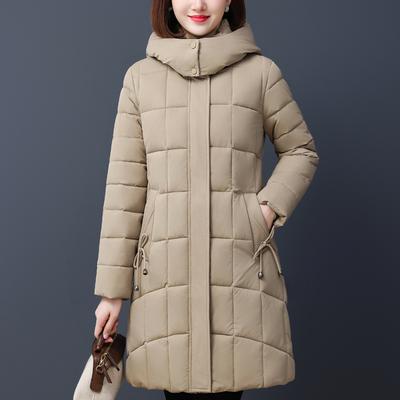Elegant Winter Long Coat Women Parkas Plus Size Middle Age Lady Jacket Hooded Casual Thick Warm Outerwears