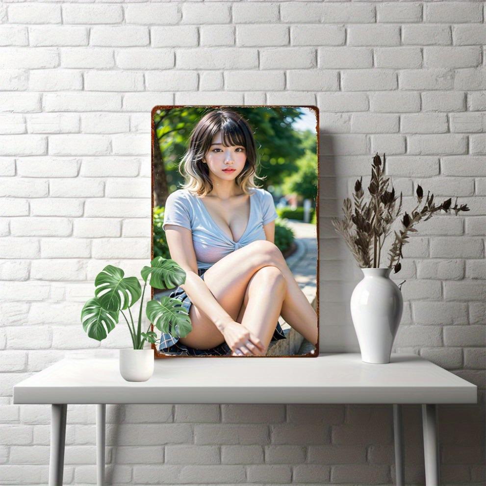 Anime Girl Metal Poster Retro Japanese Wall Art Lightweight Aluminum Sign Home Decor Gift 8x12 In