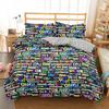 Letters Duvet Cover Set, Hand Drawn Colorful 3D Bedding Set with 2 Pillow Shams, Queen/King/Full/Twin Size Polyester Quilt Cover