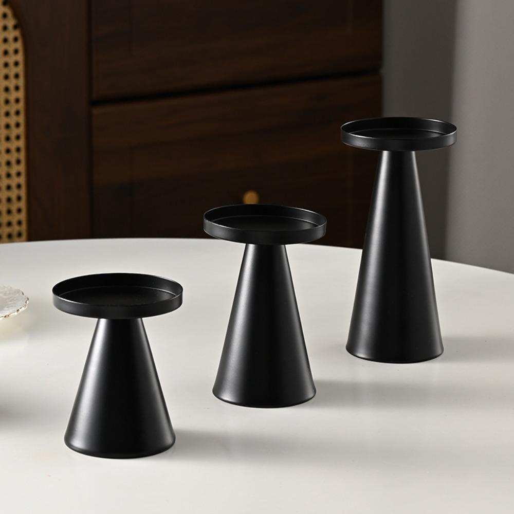3PCS/SET Wrought Iron Nordic Golden Candle Holder Cone-shaped Scented Candles Pillar  Wedding
