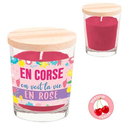 [A0694] - 'Corsica' Scented Candle (In Corsica - We See Life In Pink - Cherry) - 92x70mm