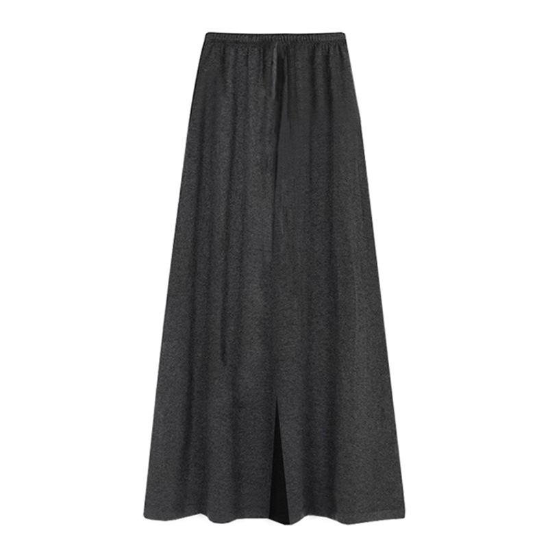 Korean Style High Waist Slimming A-line Maternity Skirt with Back Slit