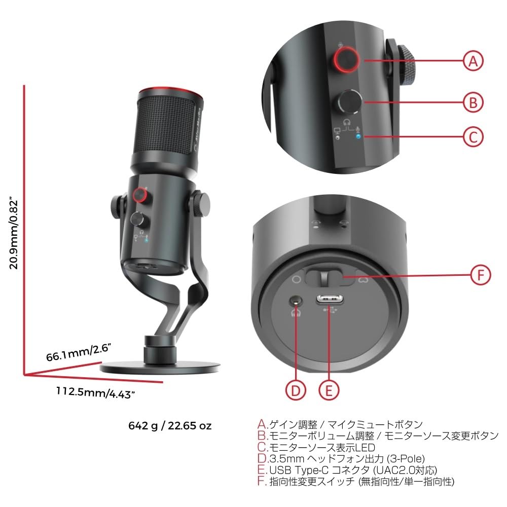 AVerMedia AM350 Live Streamer Mic 350 Condenser Microphone USB-C Plug-Play Professional