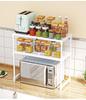 Popular Double Layer Microwave Oven Rack – Simple, Multi-Purpose Kitchen Storage with Seasoning Box Organizer