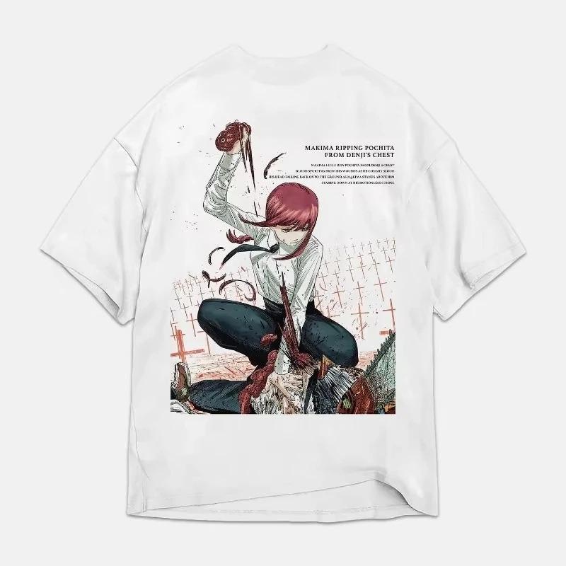 

Chainsaw Man Denji Graveyard Crosses Print Oversized Anime Streetwear Women And Men T-Shirt 4XL