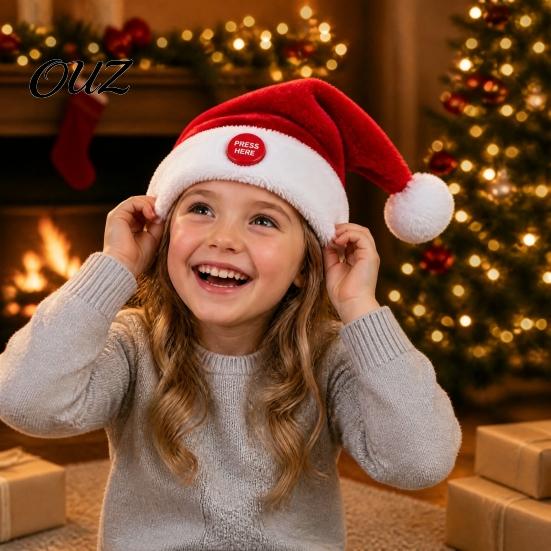 Měkká sváteční kostýmová rekvizita Zpívající a tančící Santa klobouk, Animovaný hudební vánoční klobouk Kývající do rytmu s aktivací pohybem po stisknutí, Plyšový