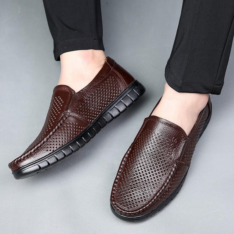Leather Shoes Men'S Breathable Leather Hollow Hole Sandals Young Men'S Business Leisure Cool Leather Shoes Are Available In Stock