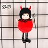 Cute Spooky Plush Toy Halloween Hanging Witch Doll with Lanyard, Furry Pom Lace Details Ball Ornament for Doors Windows Trees Party Decor Bar