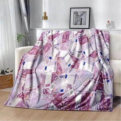Dollar Euro Money Pattern Soft Plush Blanket,Flannel Blanket, Throw Blanket for Living Room, Bedroom, Sofa, Picnic Cover#(3)