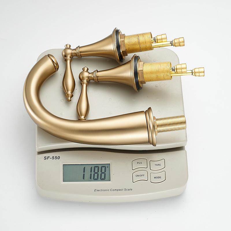 Baterie Lavoar Stil Nordic 3 Găuri Baterie Chiuvetă Baie Montare pe Blat Rece Cald Baterii Mixer Vintage Auriu Periat Baterie Cadă