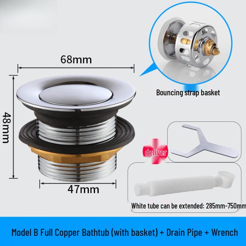 JINGSHU All-Copper Pop-Up Bathtub & Shower Drainer