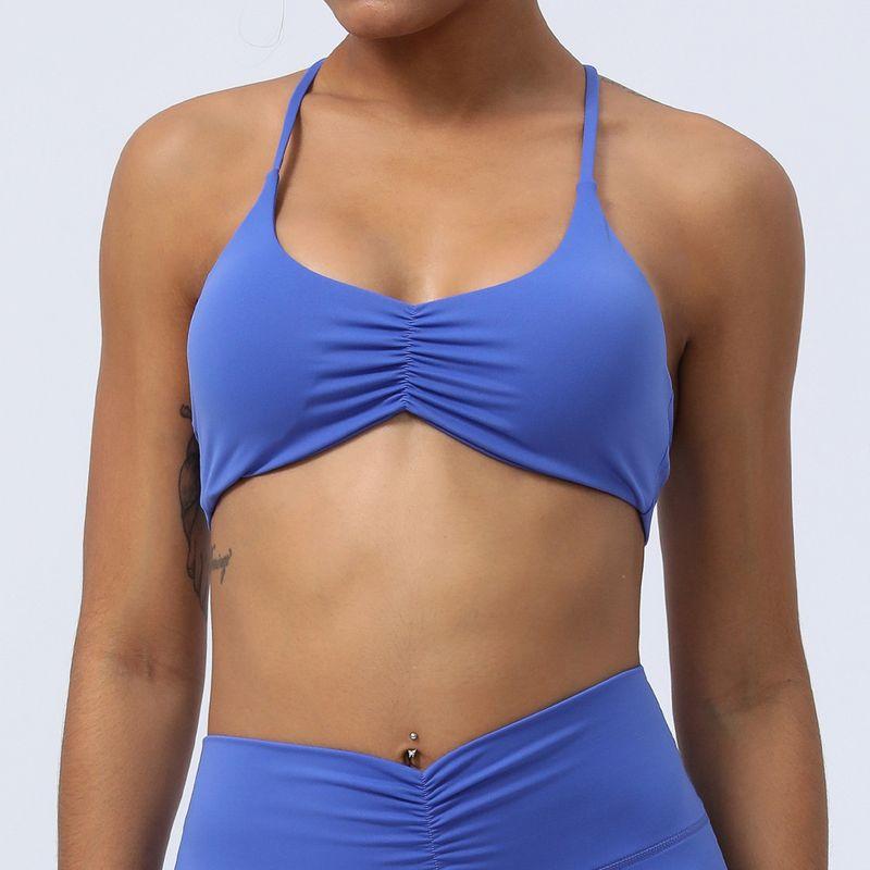 2024 New Arrival Thin Strap Fold Movement Bra Beauty Back Running Workout Training Gathered Indoor Yoga Underwear Top