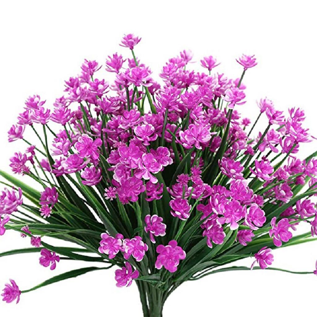 8 Bundles Babysbreath Outdoor Artificial Fake Flowers UV Resistant Shrubs Plants, Faux Plastic For Indoor Outdoor Garden Porch Window Box Home Decor