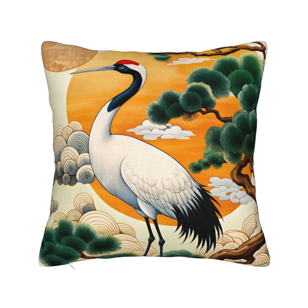 Chinese Style Crane Pillow Case Print Pillow Cover Funny Pillowcases For Sofa Car Home Decor