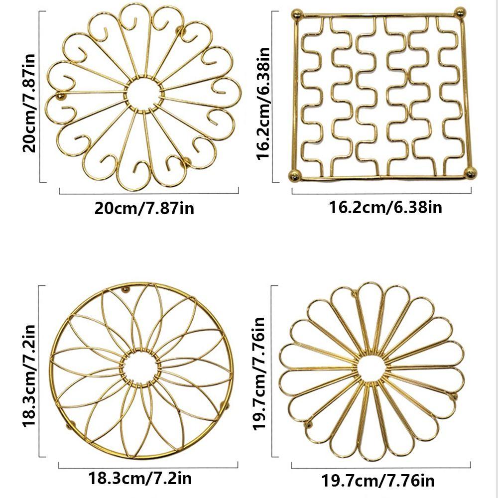 Heighted Foot Iron Insulation Pad Round/Square Non-slip Metal Pot Mat Easy To Clean Table Protection Gold Trivets