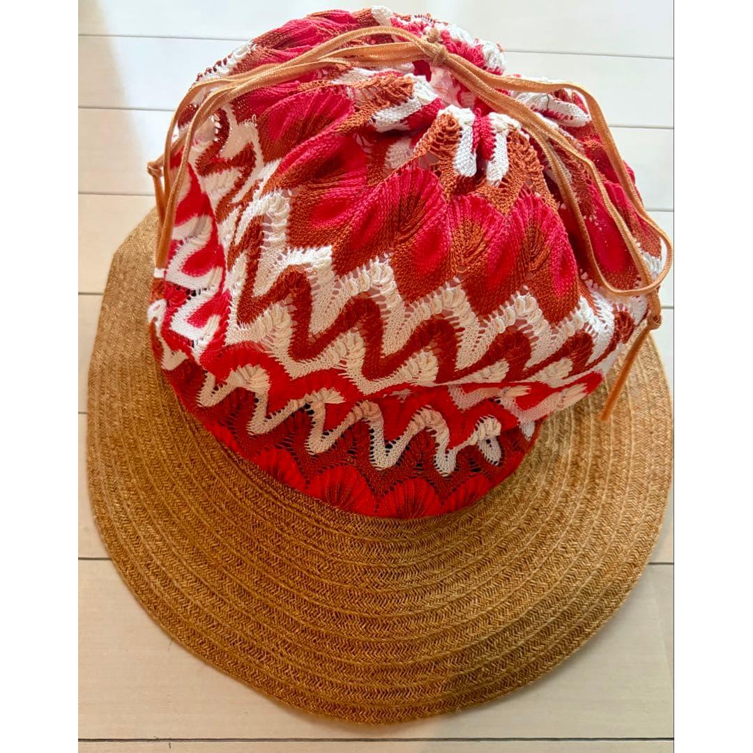 Used Ca4la straw hat straw hat knit lace
