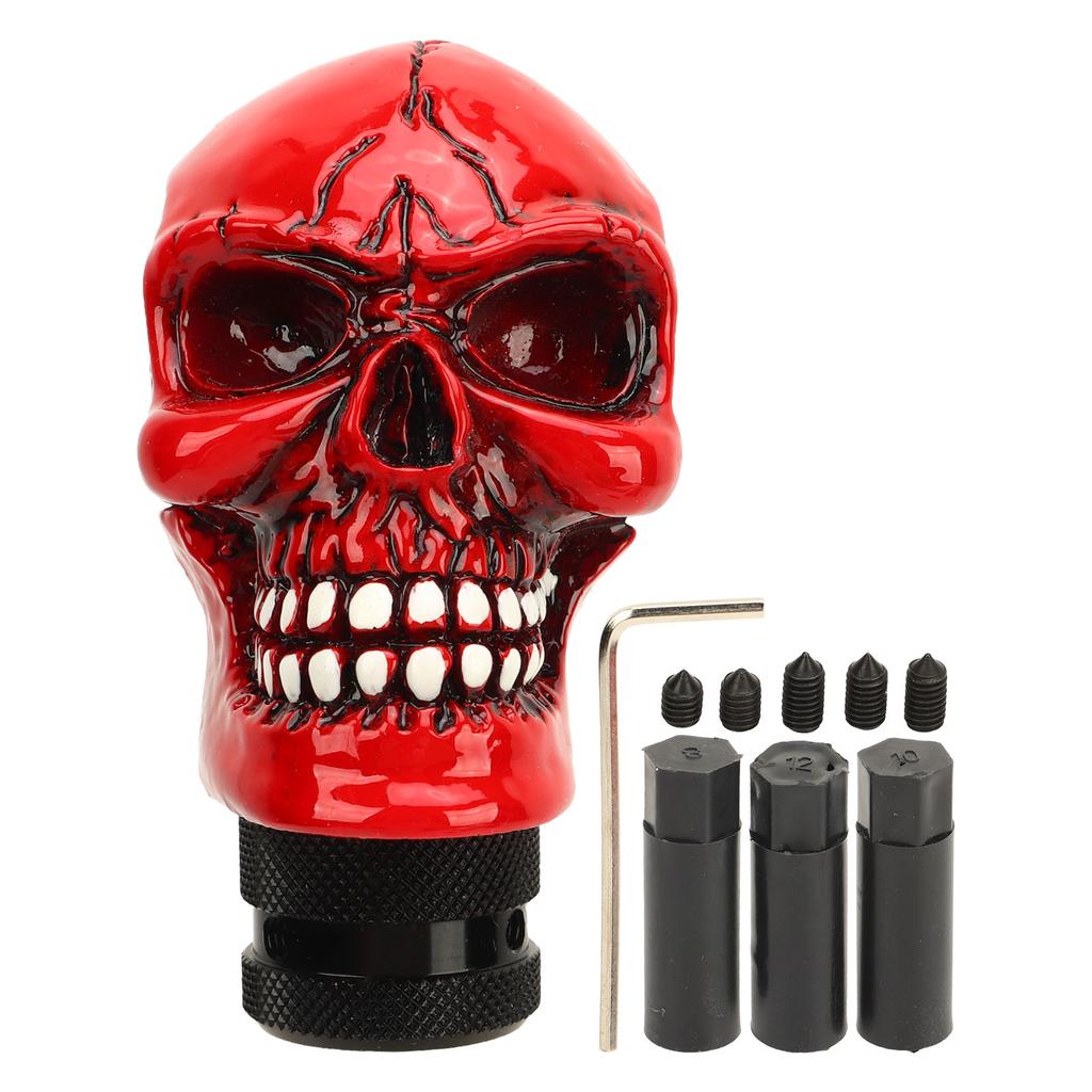 Skull Gear Shift Knob Red Universal Skull Head Resin Shift Lever Handle Shifter Knob Manual Lever Stick for Cars