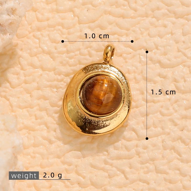 Stainless Steel Tiger Eye Oval Pendant & Earrings Set