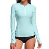 CHARMLEAKS Damen Rashguard Langarm Badeanzüge UV UPF 50+ Reißverschluss Schwimmshirt Schnelltrocknende Sonnenshirts