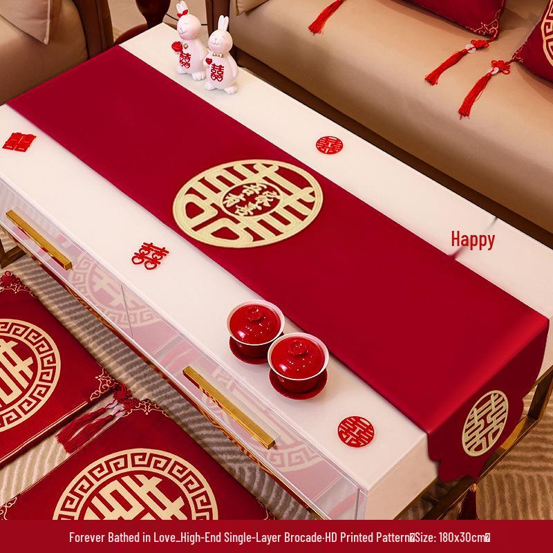Red Wedding Table Runner and Tablecloth - Bridal Room & Engagement Decorations