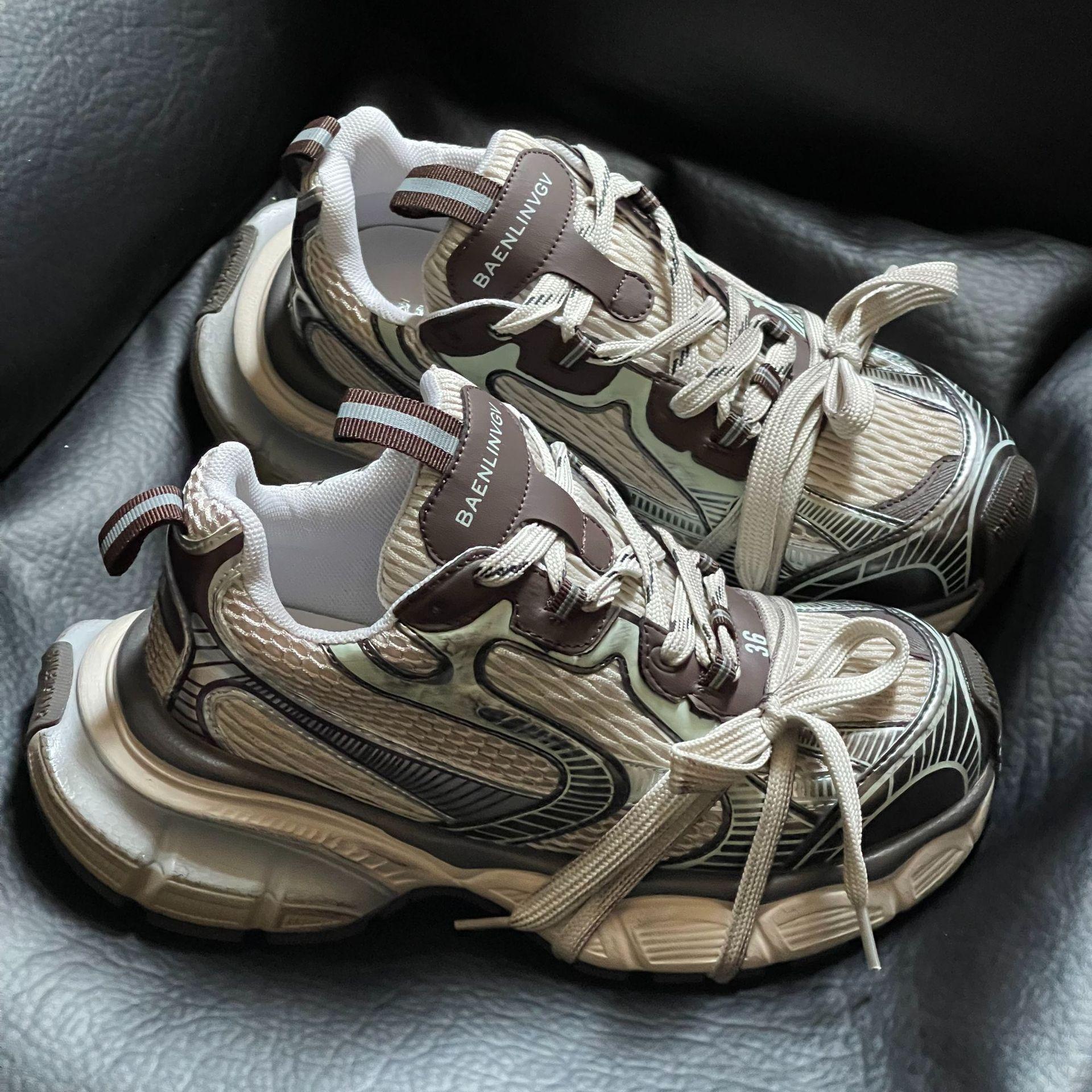 

Поп-кеды, кроссовки с толстой подошвой, повседневная обувь в стиле ретро для пар из старых мужчин и женщин 38 темно-коричневого