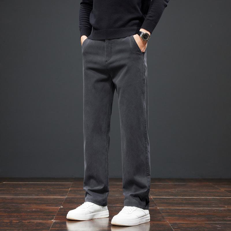 New men's casual pants loose straight versatile business pants trendy velvet thick long pants