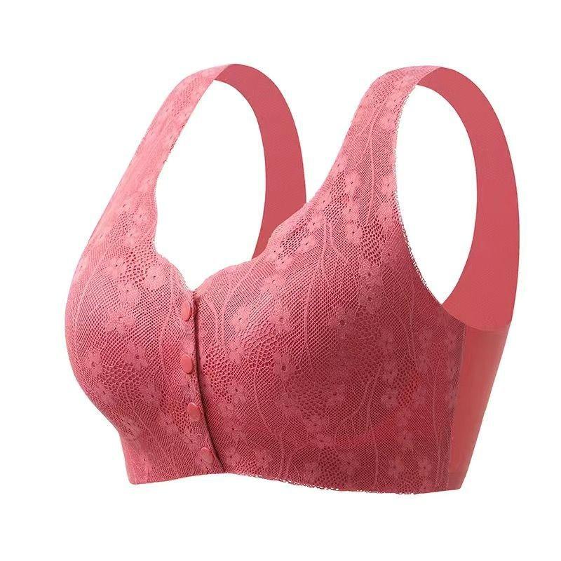 Front Open Full Cup Thin Breathable Gathering Anti Sagging Bra For Middle Aged Women