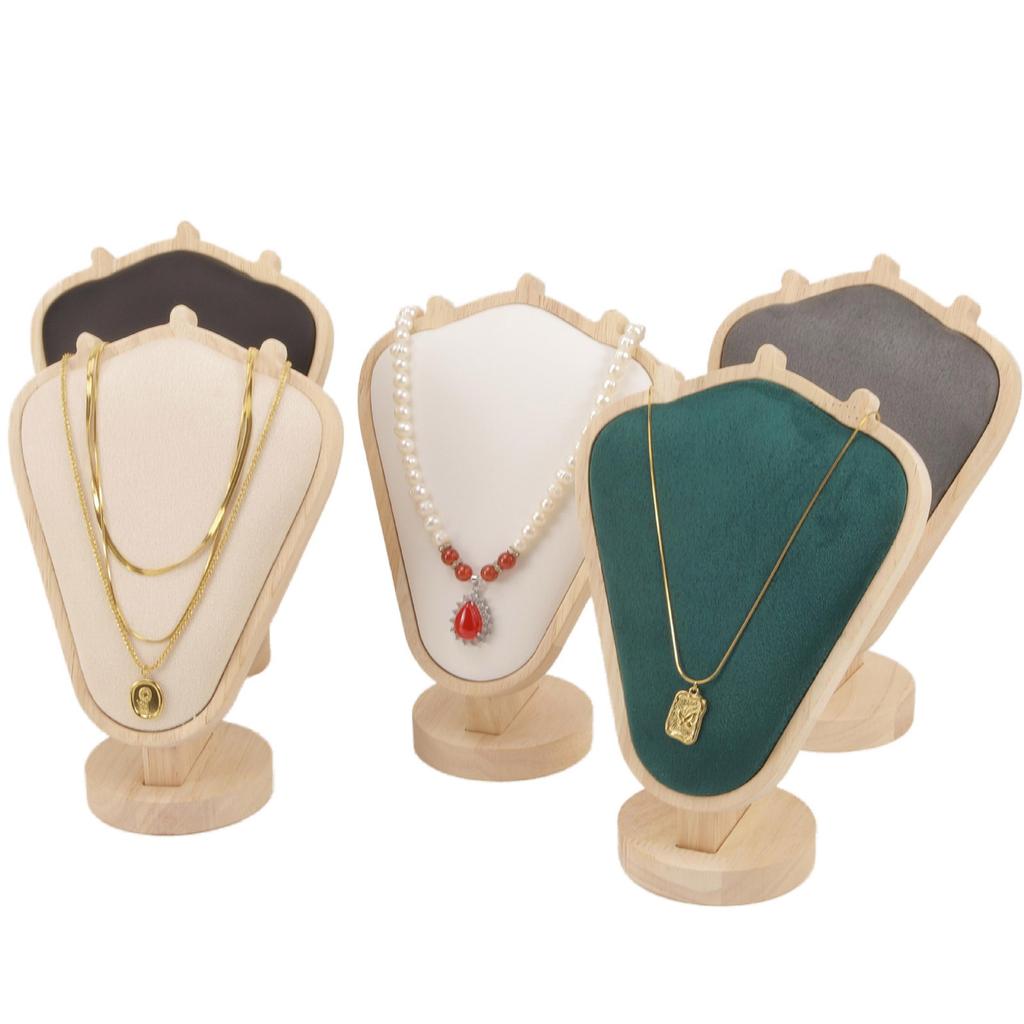 Elegant Sturdy Lint Necklace Display Stand Small Wood Jewelry Bust Holder Portable Accessory for Countertop Showcase