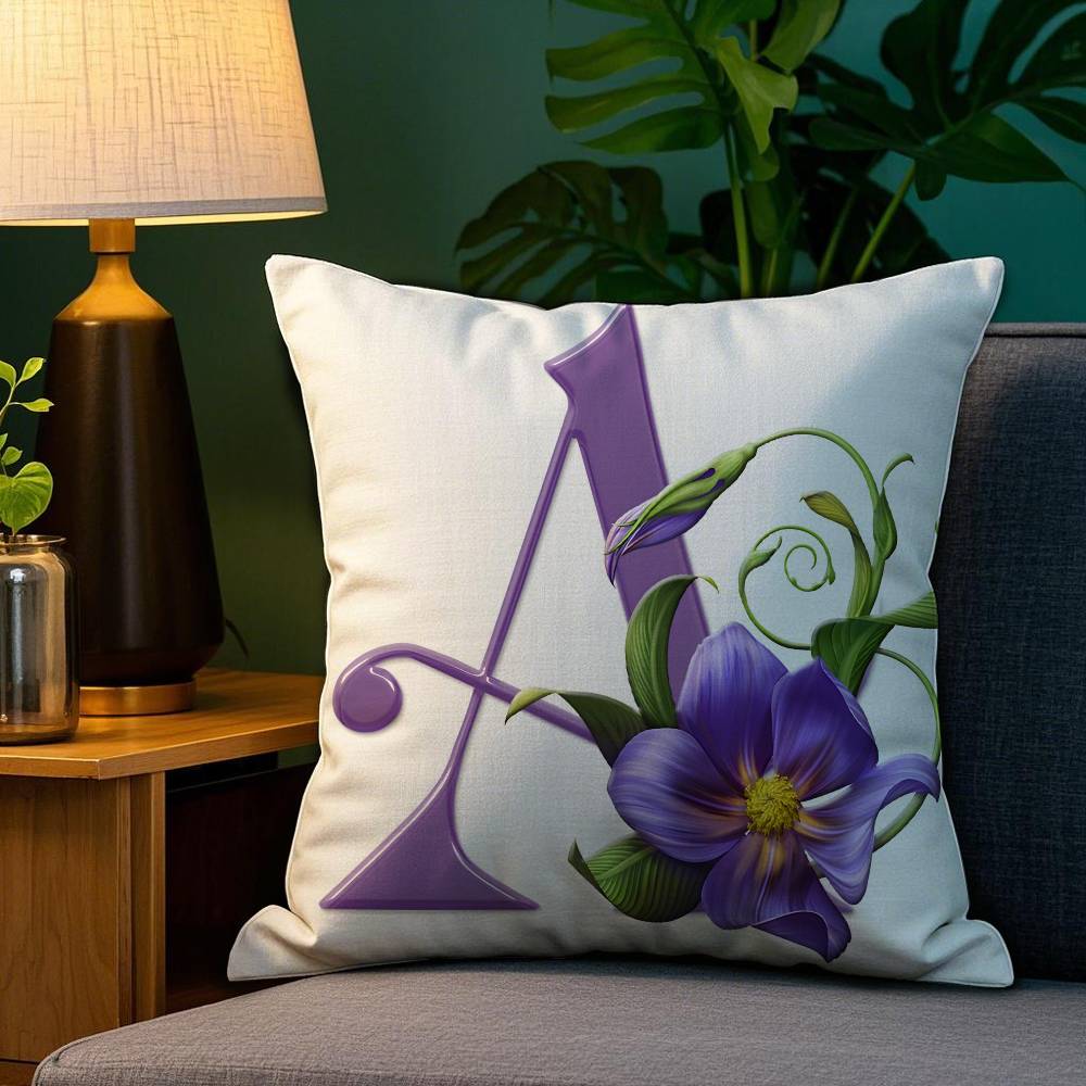 

Простой фиолетовый цветочный алфавит наволочка плюшевая ткань мягкая двусторонняя печать чехол для диванной подушки наволочки для диванных подушек 12x12Inch