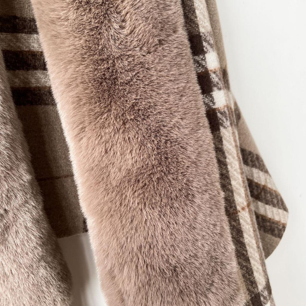 Herbst- und Winter-Fuchshaar-Schal Damen Imitat Kaschmir Karoschal High-End vielseitige Winterwarmer Schal