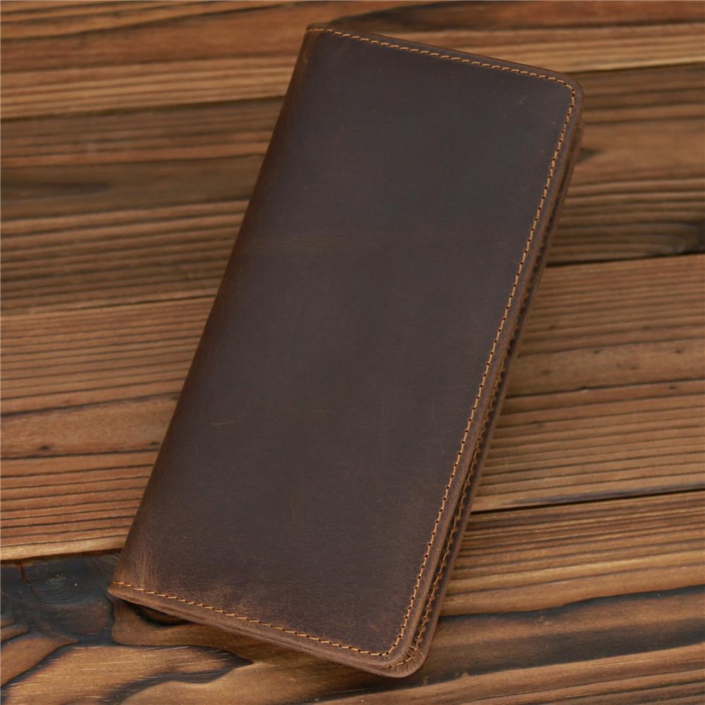 Wallet Men's New Crazy Horse Leather Long Wallet Head Layer Leather Leather Retro Card Bag
