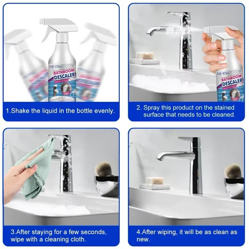 60ML Mathroom Reiniger Edelstahl Waschbecken Dekontaminationsraum Badewanne Glas Kalkreiniger Außen Fleckenentferner Schnell