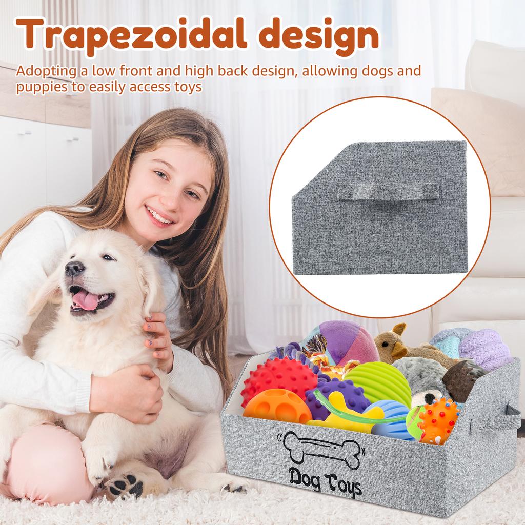 Pet Toy Box Dog Cat Toy Storage Basket Large Capacity Foldable Cotton linen Containers Pet Toys Food Organizing Boxes